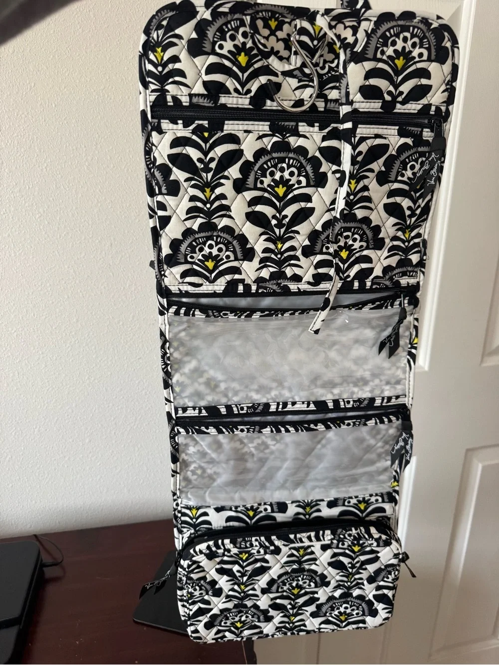 Vera Bradley Black, White & Yellow Quilted Laptop Tote